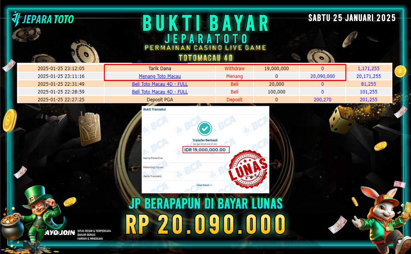 BUKTI KEMENANGAN CASINO LIVE GAME TOTOMACAU 4D MEMBER JEPARATOTO